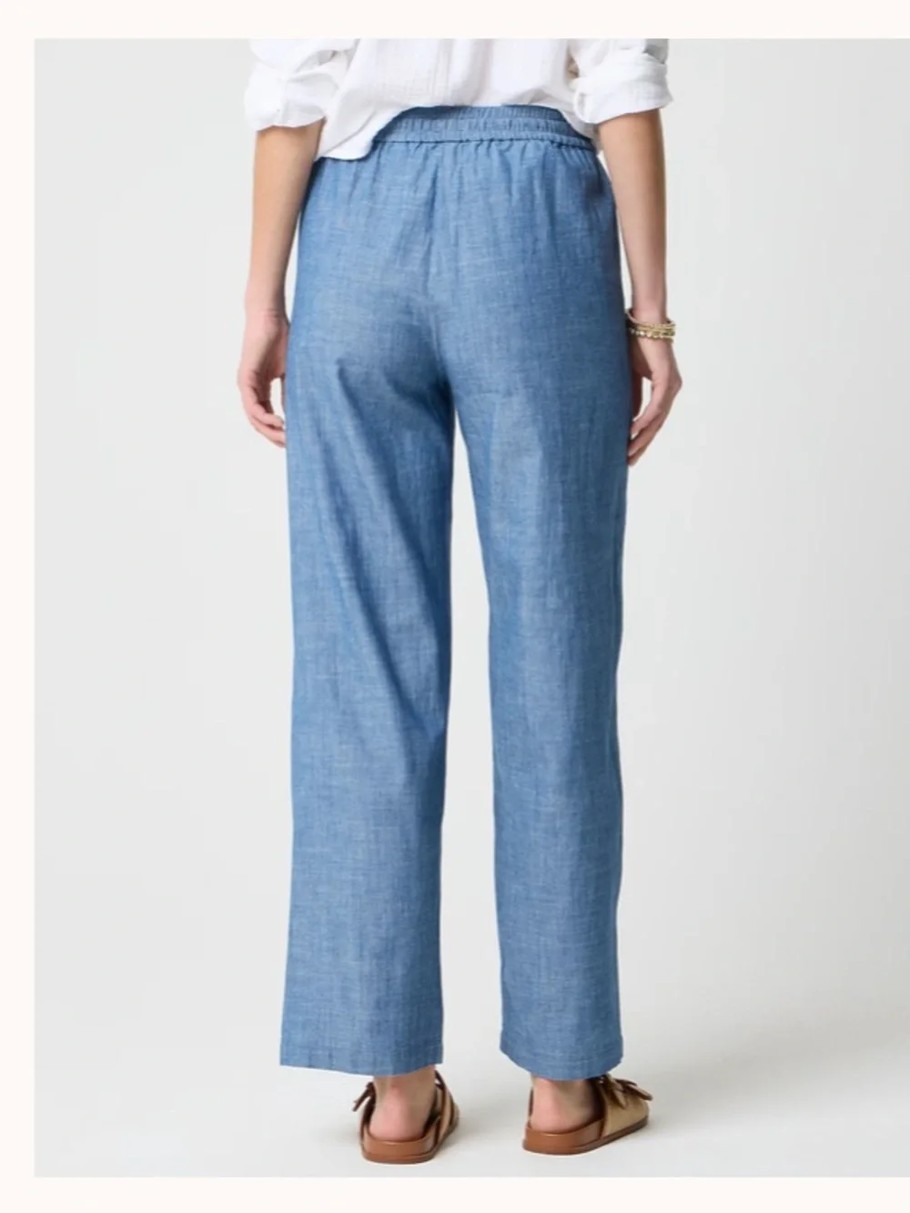 J CREW Chambray Slim Wide-Leg Drawstring Pant Size 12
